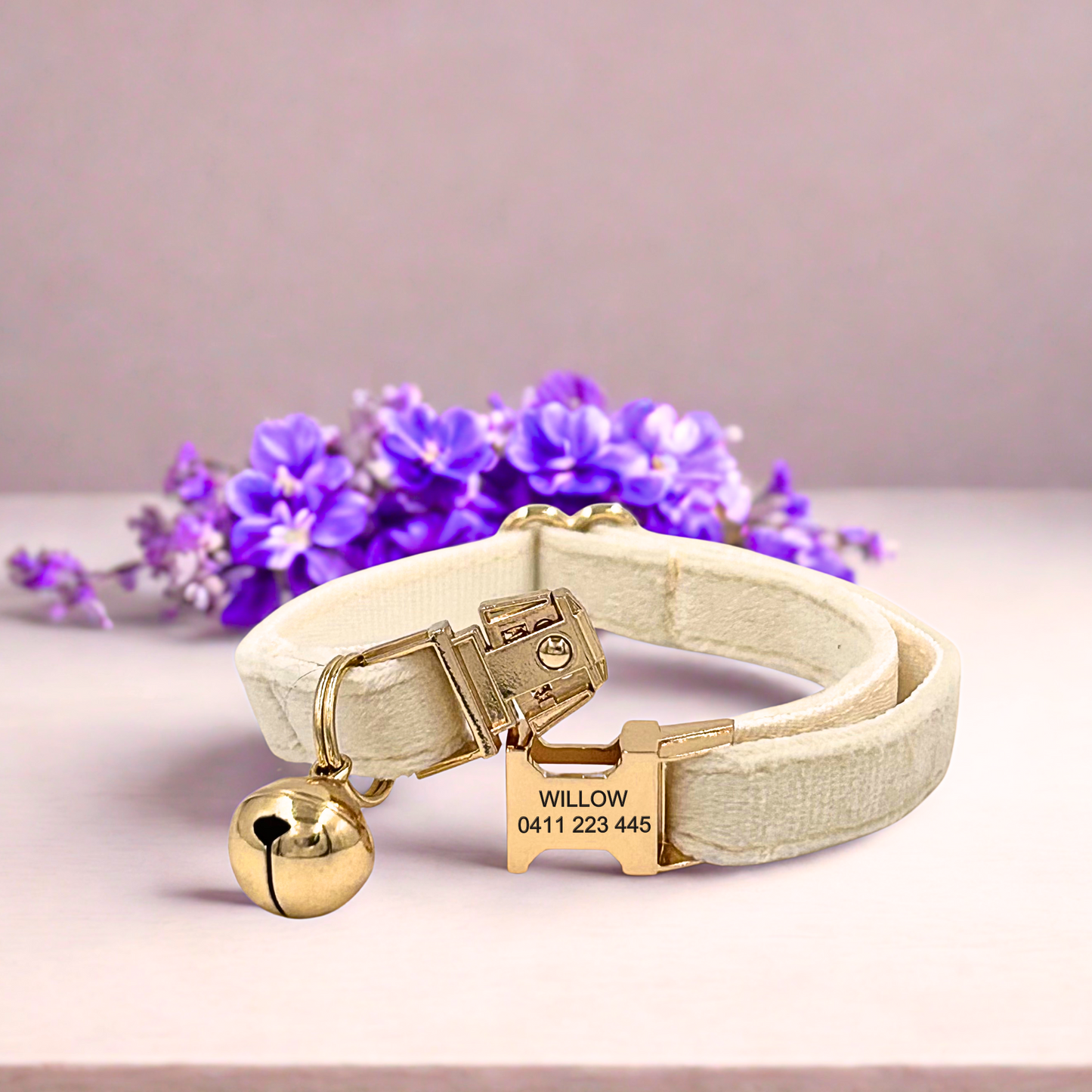 White Velvet | Cat Collar | Personalised