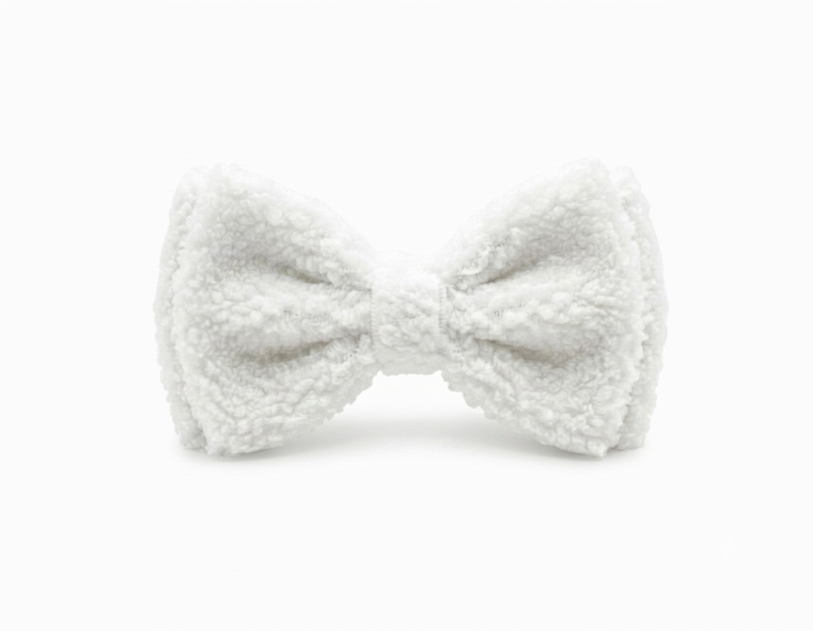 Cotton White Fluffy Bow Tie