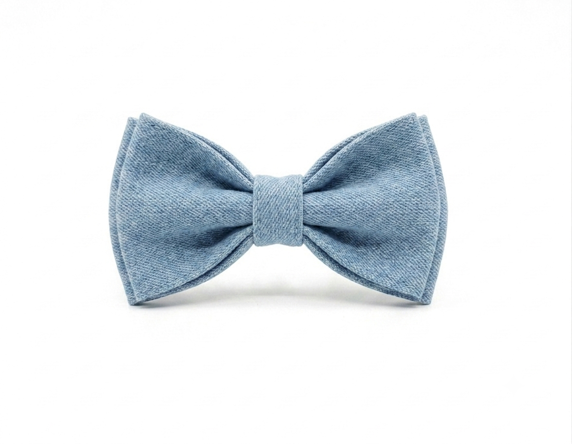 Light Blue Denim Bow Tie