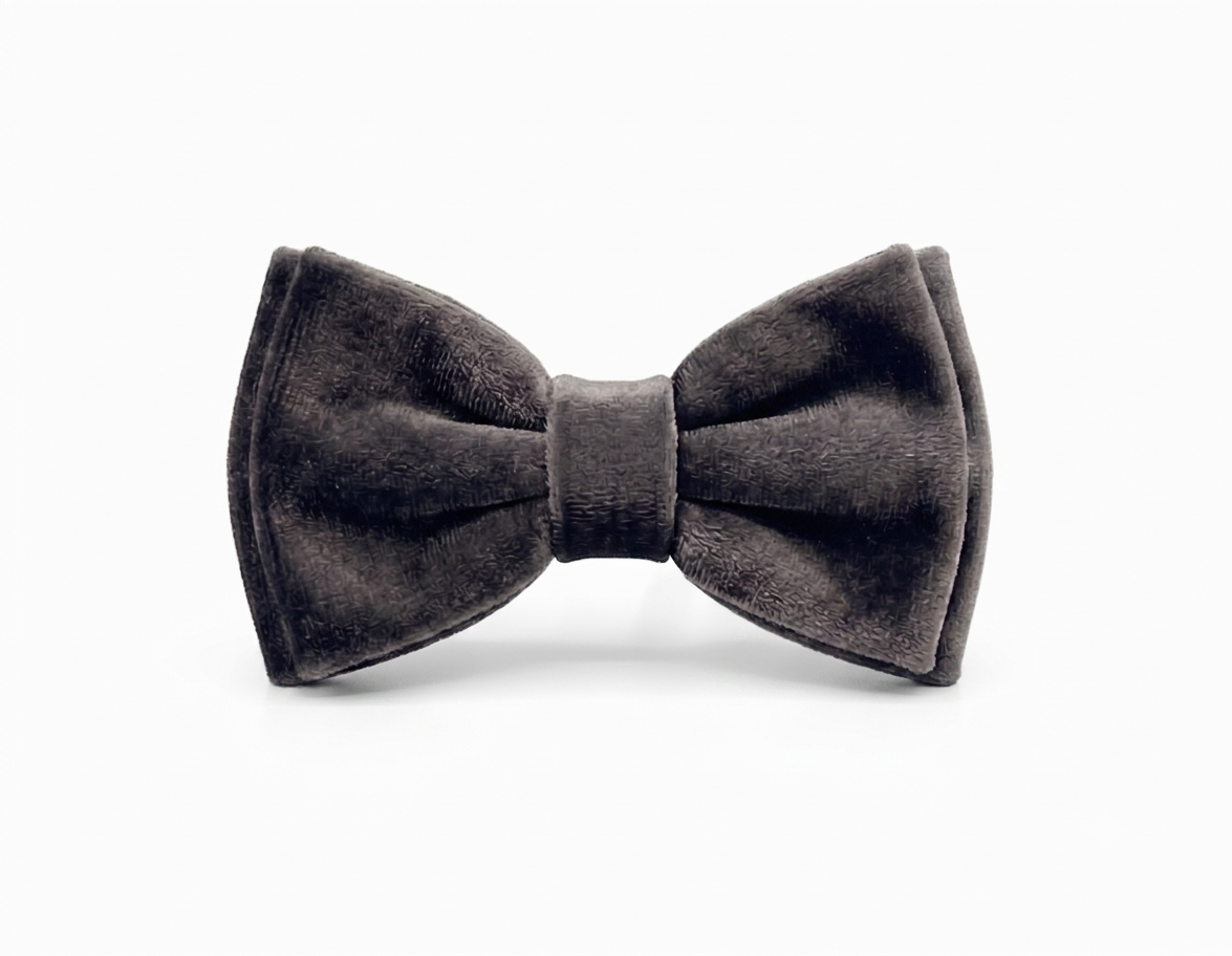 Dark Grey Velvet Bow Tie