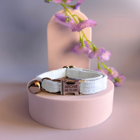 White Corduroy | Cat Collar | Personalised