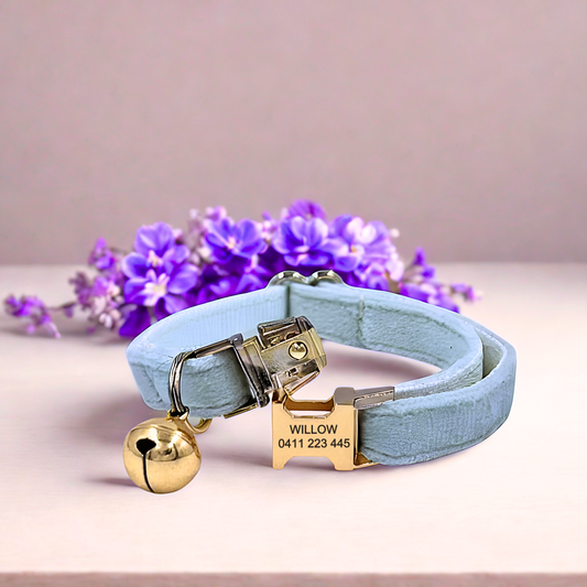 Baby Blue Velvet | Cat Collar | Personalised