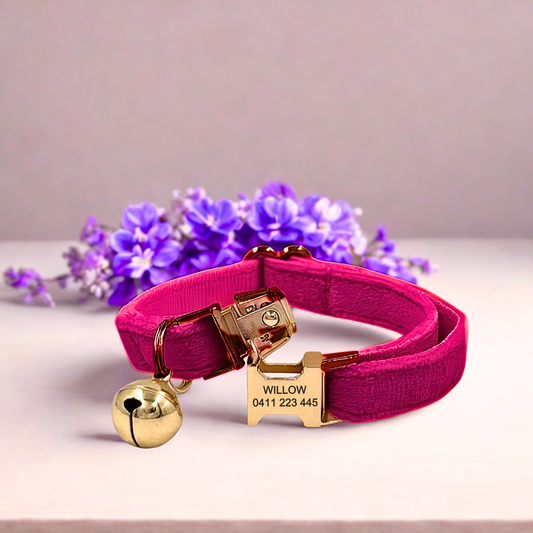 Rose Pink Velvet | Cat Collar | Personalised