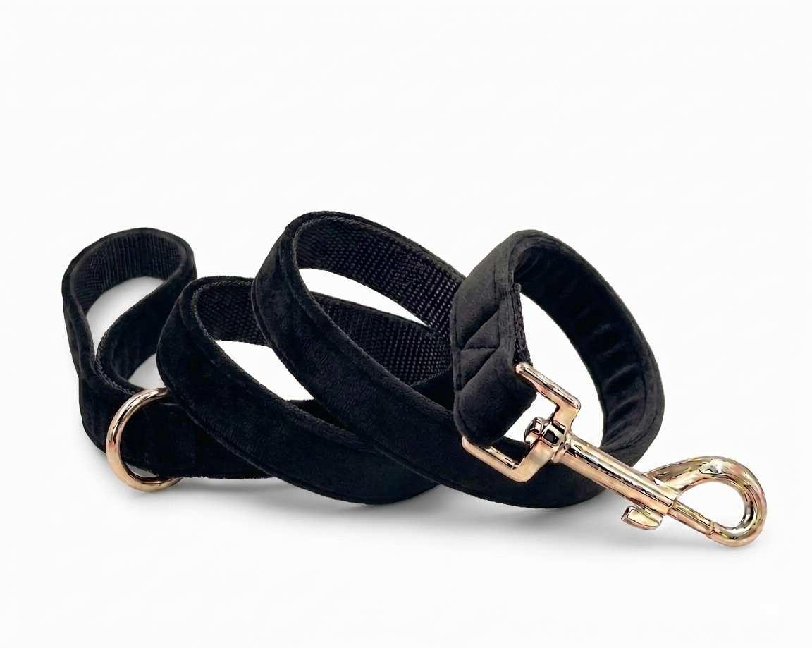 Black Velvet Dog Leash | Customisable