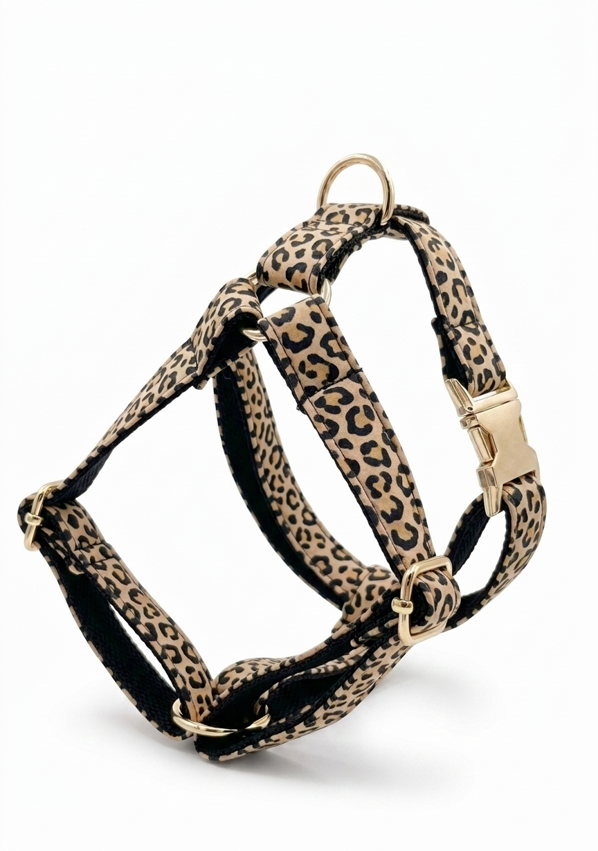 Black Leopard Dog Harness | Customisable