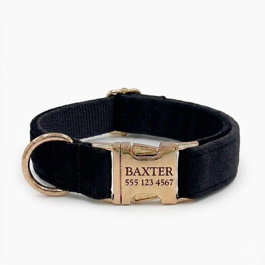 Black Velvet Dog Collar | Personalised