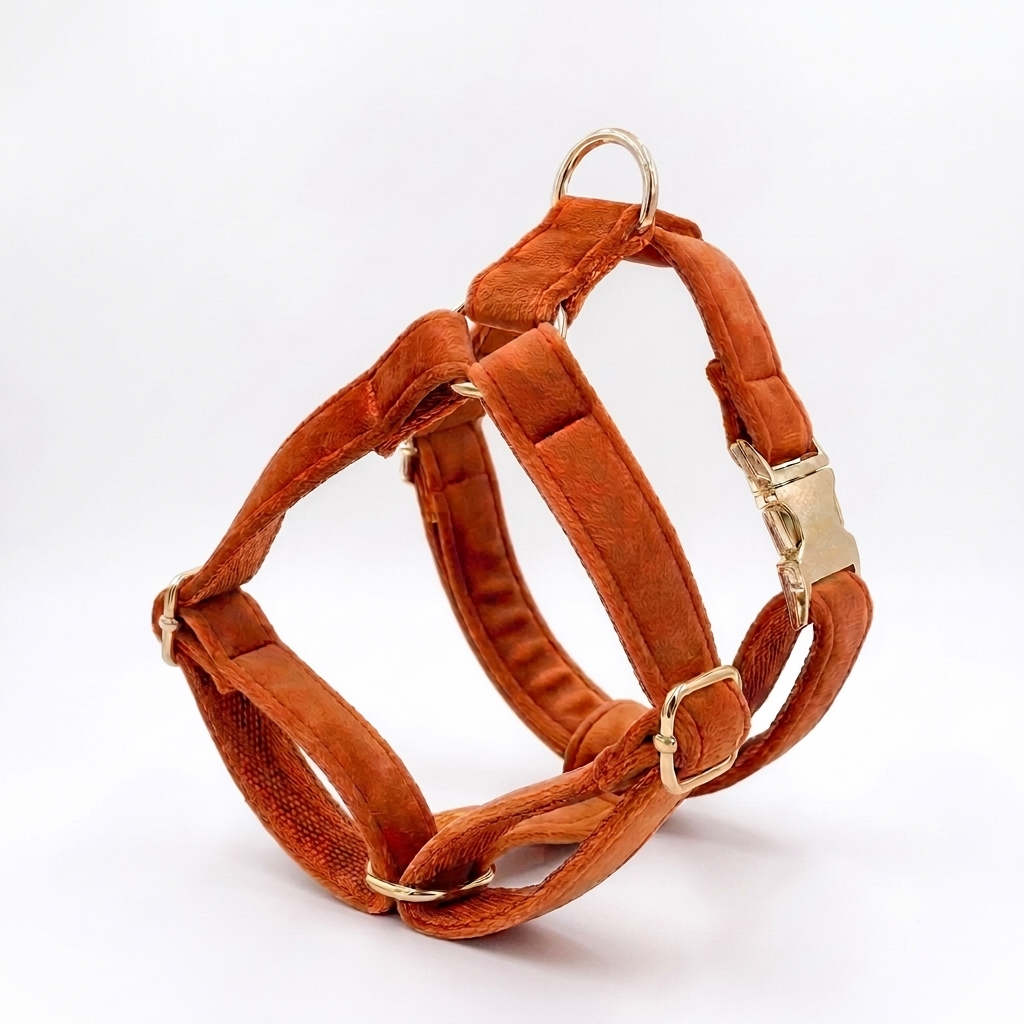 Caramel Velvet Dog Harness | Customisable