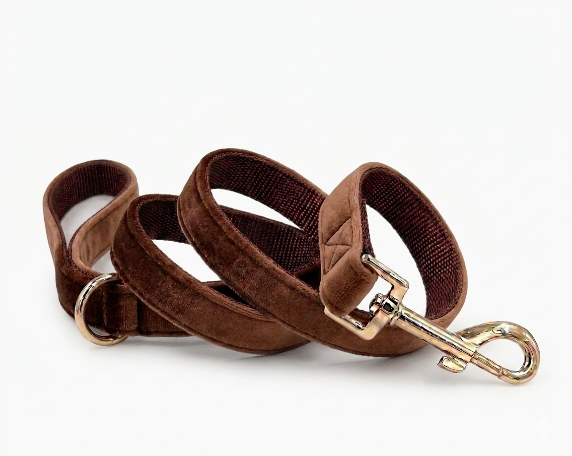 Chocolate Velvet Dog Leash | Customisable