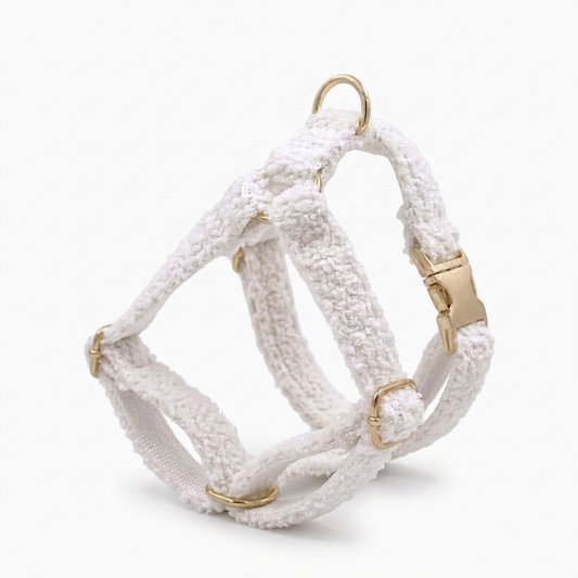Cotton White Fluffy Dog Harness | Customisable