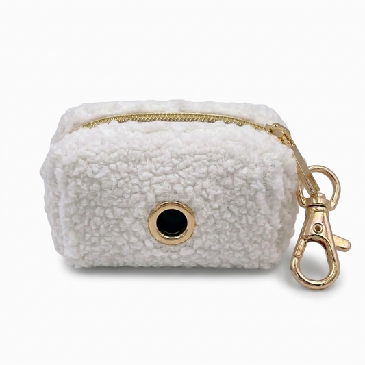 Cotton White Fluffy Poop Bag Holder | Customisable