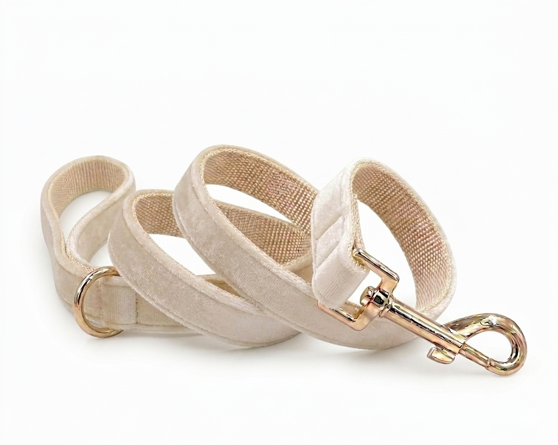 Cream Velvet Dog Leash | Customisable
