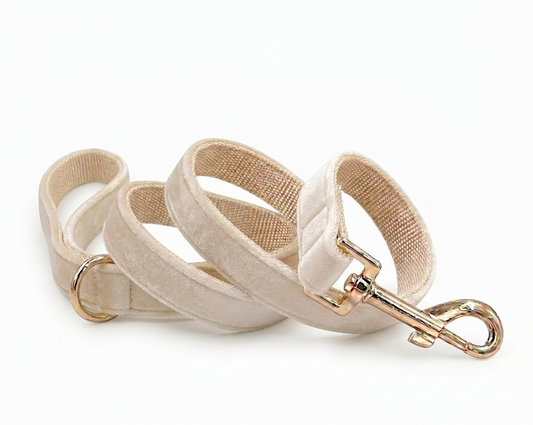 Cream Velvet Dog Leash | Customisable