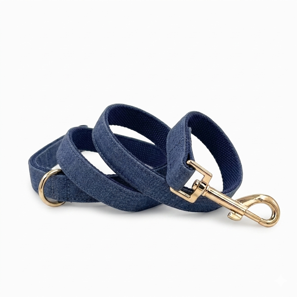 Dark Blue Denim Dog Leash | Customisable