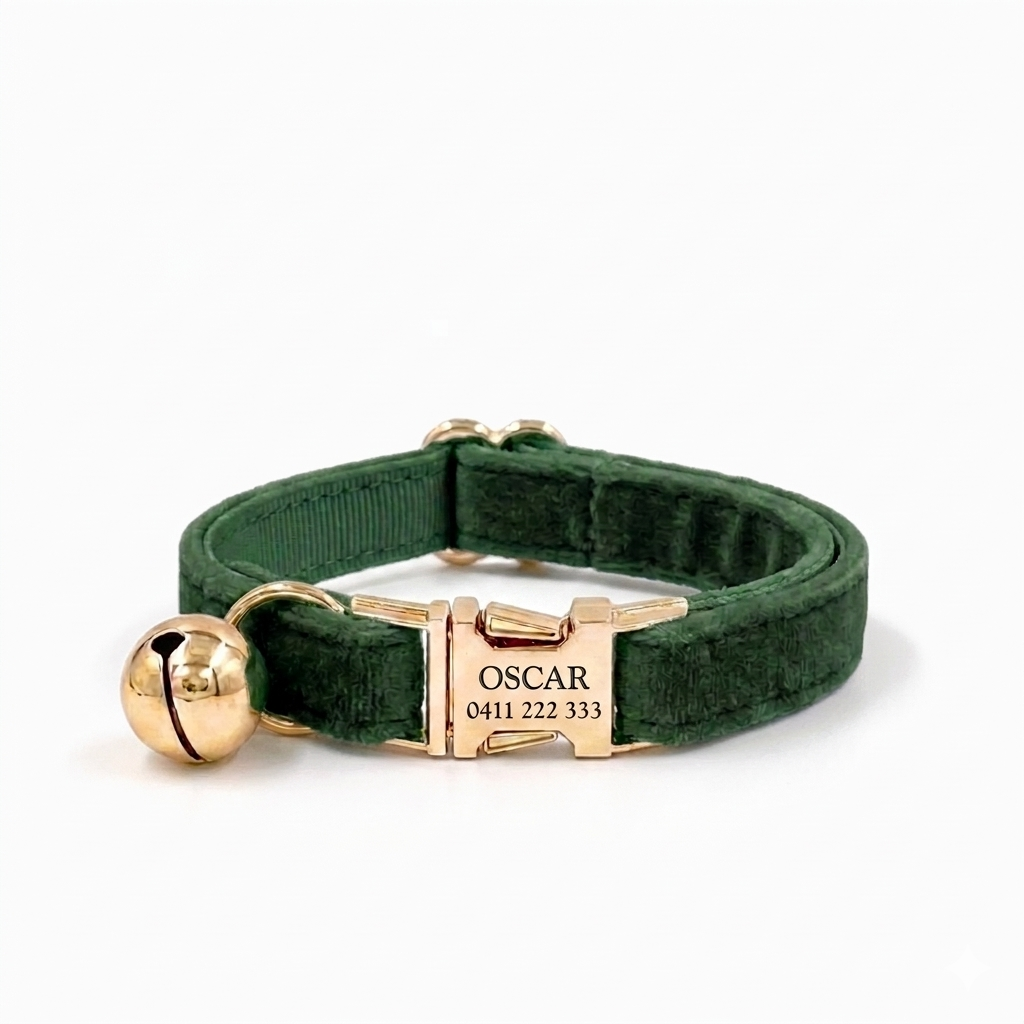 Forest Velvet Cat Collar | Personalised