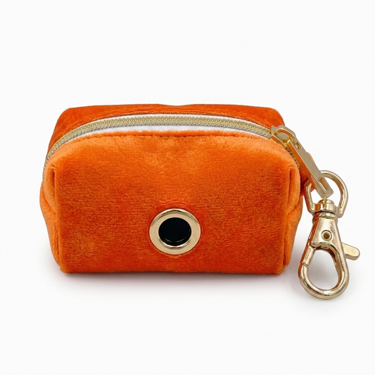 Orange Velvet Poop Bag Holder | Customisable