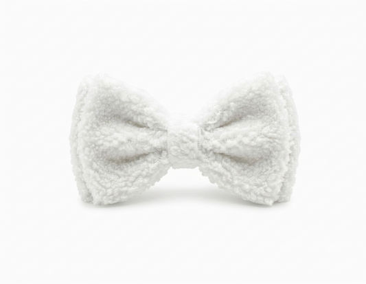 Cotton White Fluffy Bow Tie