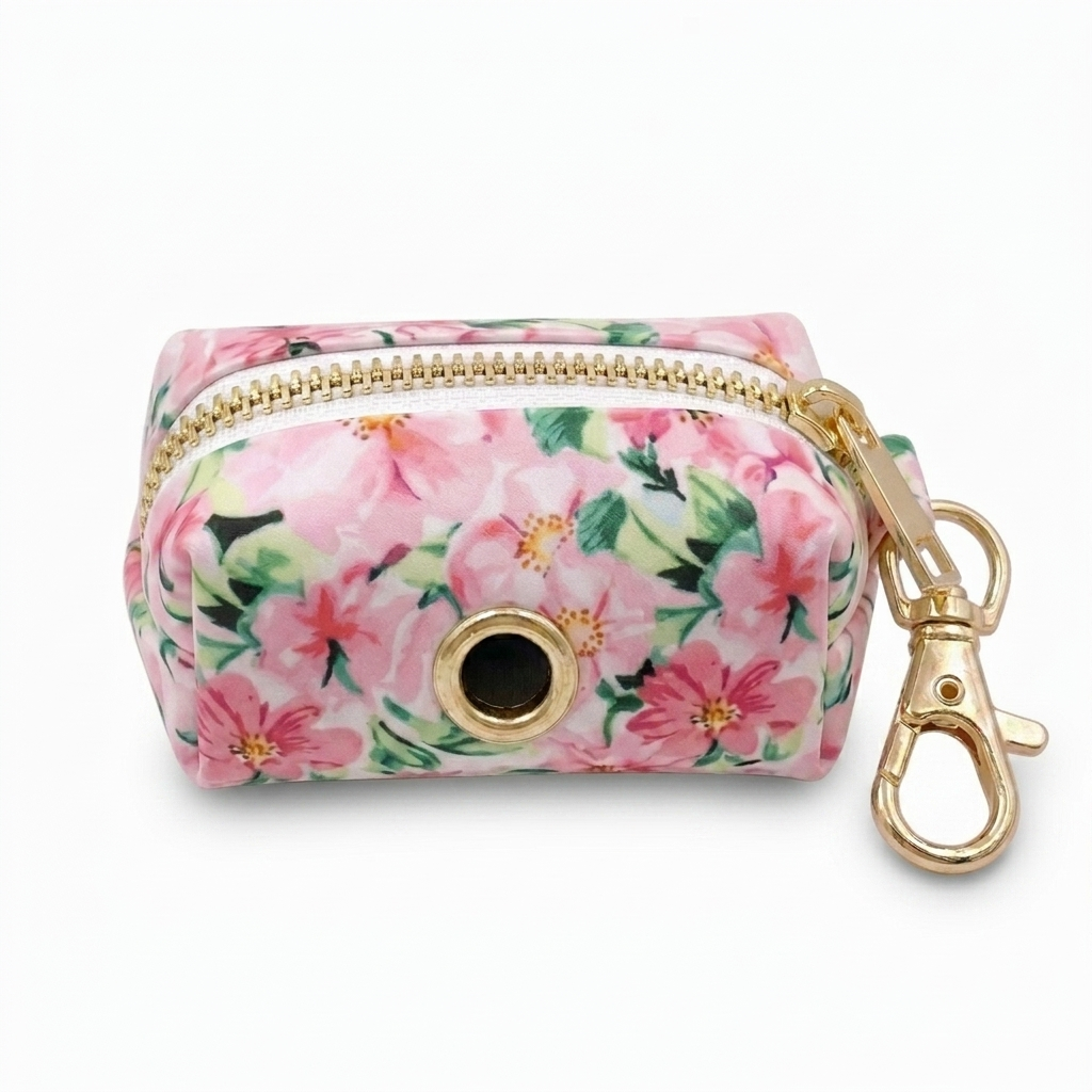 Pink Flower Poop Bag Holder | Customisable