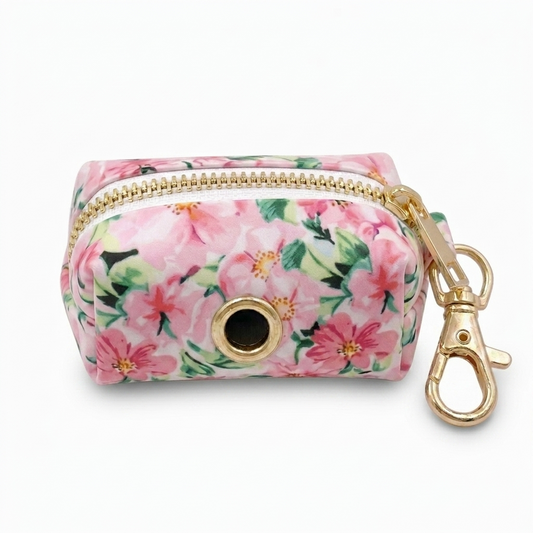 Pink Flower Poop Bag Holder | Customisable