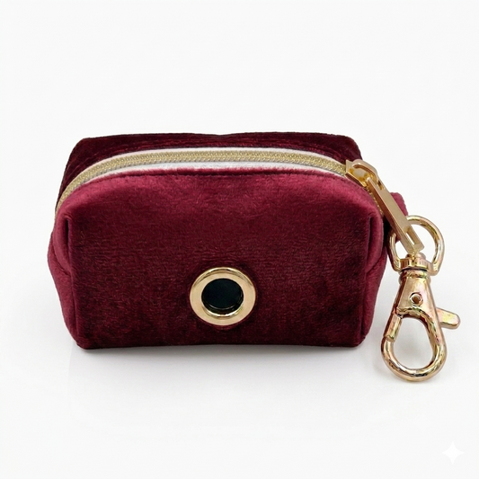 Burgundy Velvet Poop Bag Holder | Customisable