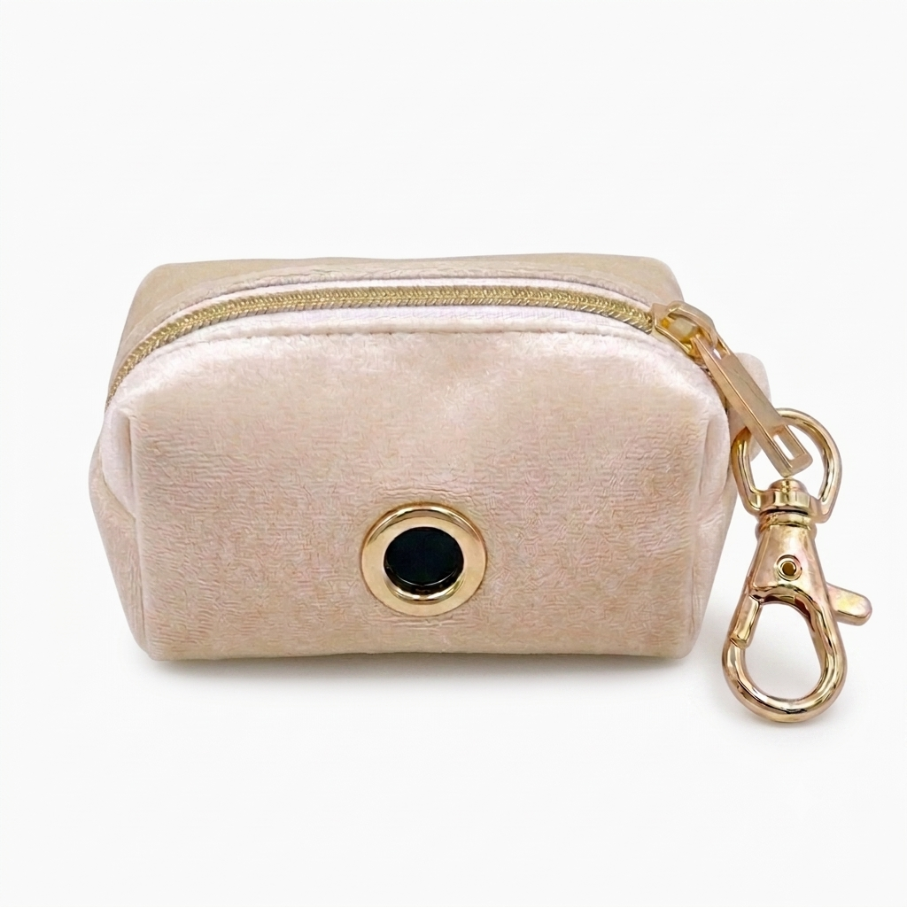 Cream Velvet Poop Bag Holder | Customisable
