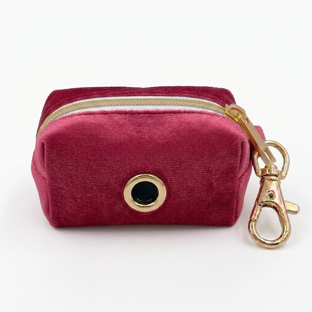 Rose Red Velvet Poop Bag Holder | Customisable