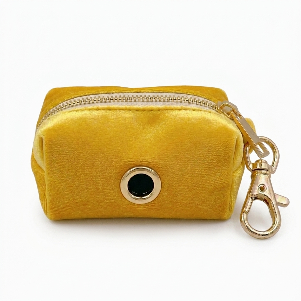 Yellow Velvet Poop Bag Holder | Customisable