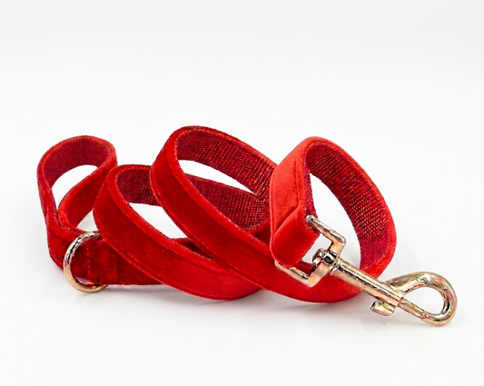 Red Velvet Dog Leash | Customisable