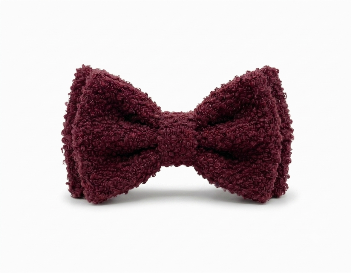 Burgundy Fluffy Bow Tie