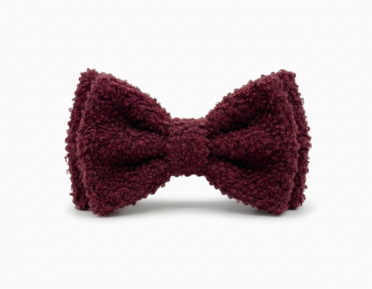 Burgundy Fluffy Bow Tie
