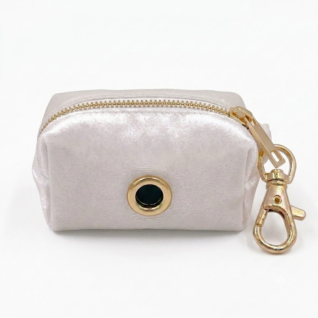 White Velvet Poop Bag Holder | Customisable
