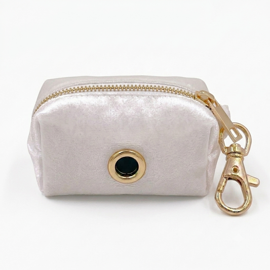 White Velvet Poop Bag Holder | Customisable