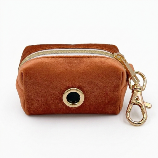 Caramel Velvet Poop Bag Holder | Customisable