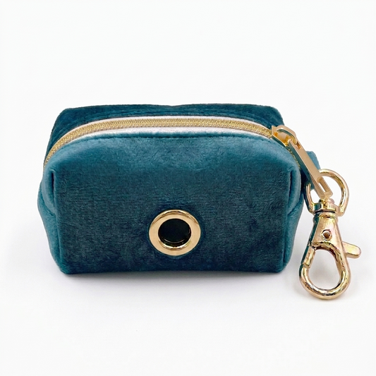 Teal Velvet Poop Bag Holder | Customisable