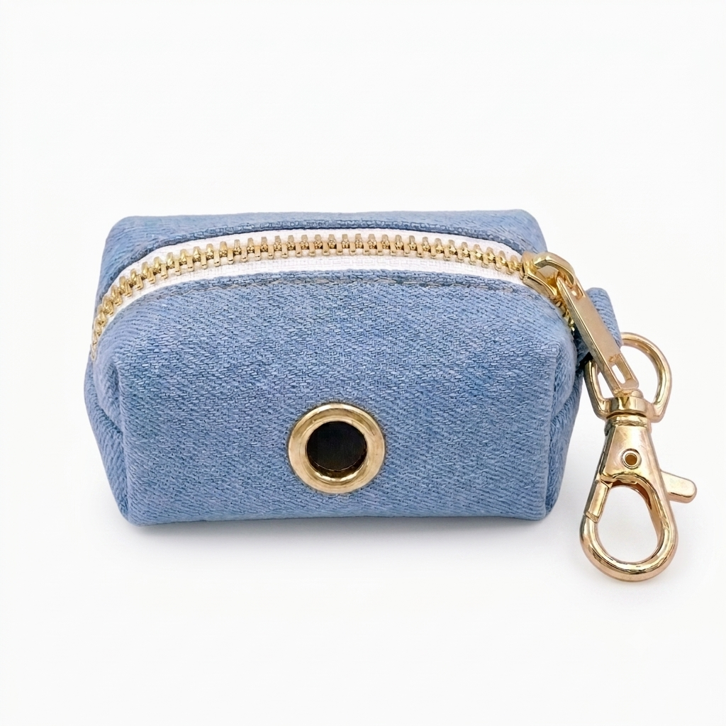 Light Blue Denim Poop Bag Holder | Customisable