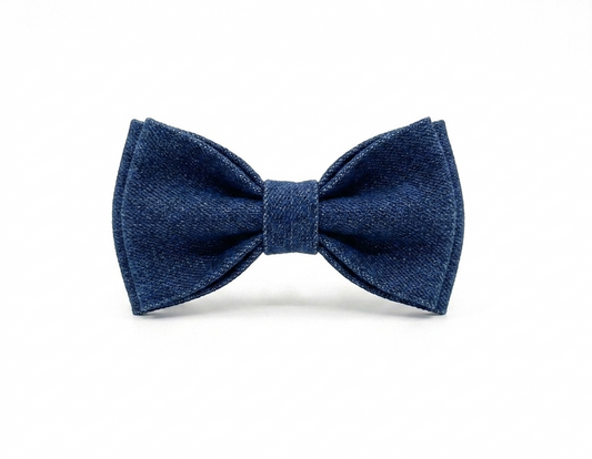 Dark Blue Denim Bow Tie