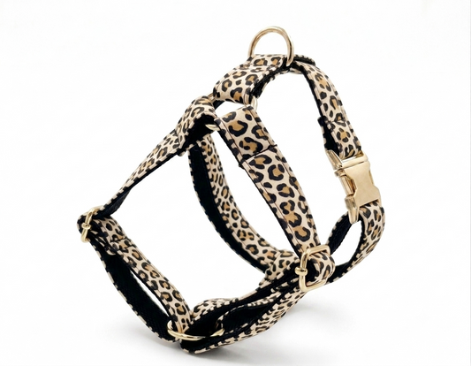 Black Leopard Dog Harness | Customisable