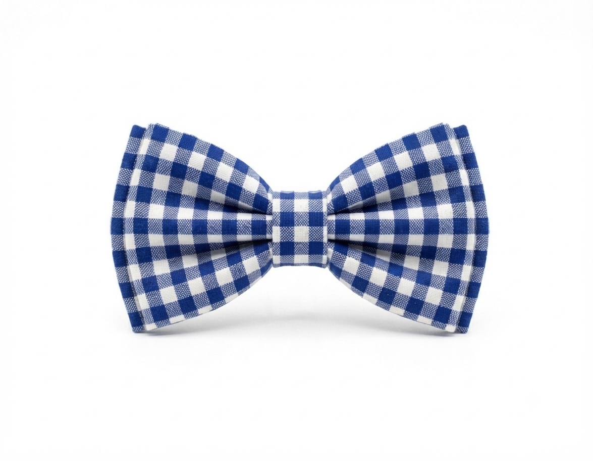 Blue Plaid Bow Tie