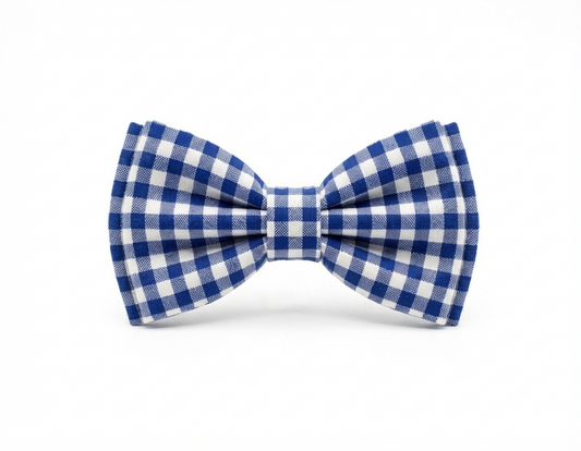 Blue Plaid Bow Tie