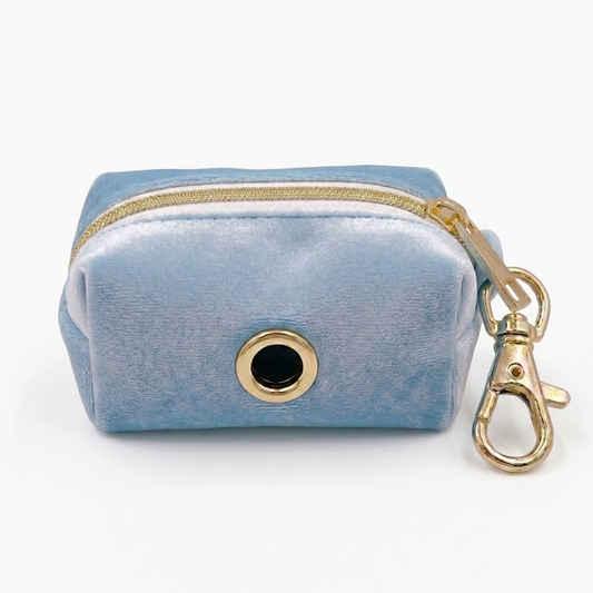 Light Blue Velvet Poop Bag Holder | Customisable