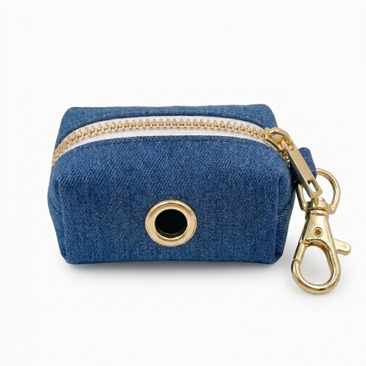 Dark Blue Denim Poop Bag Holder | Customisable