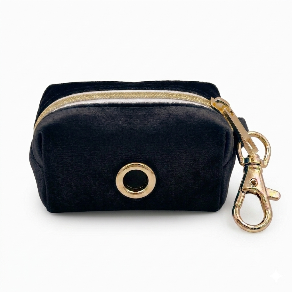 Black Velvet Poop Bag Holder | Customisable