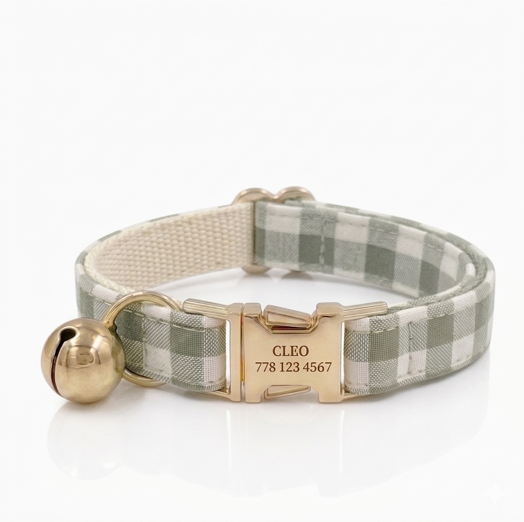 Green Lattice Cat Collar | Personalised