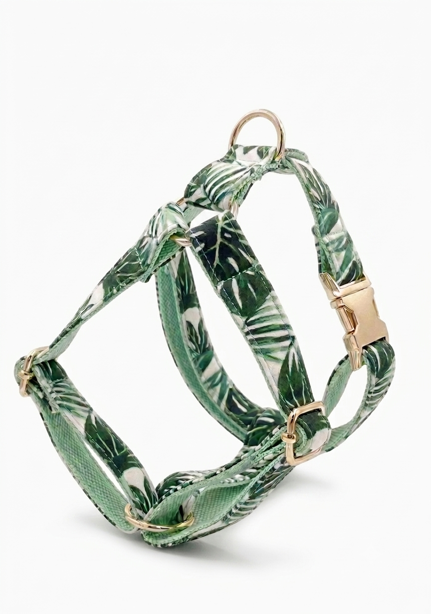Green Leaf Dog Harness | Customisable