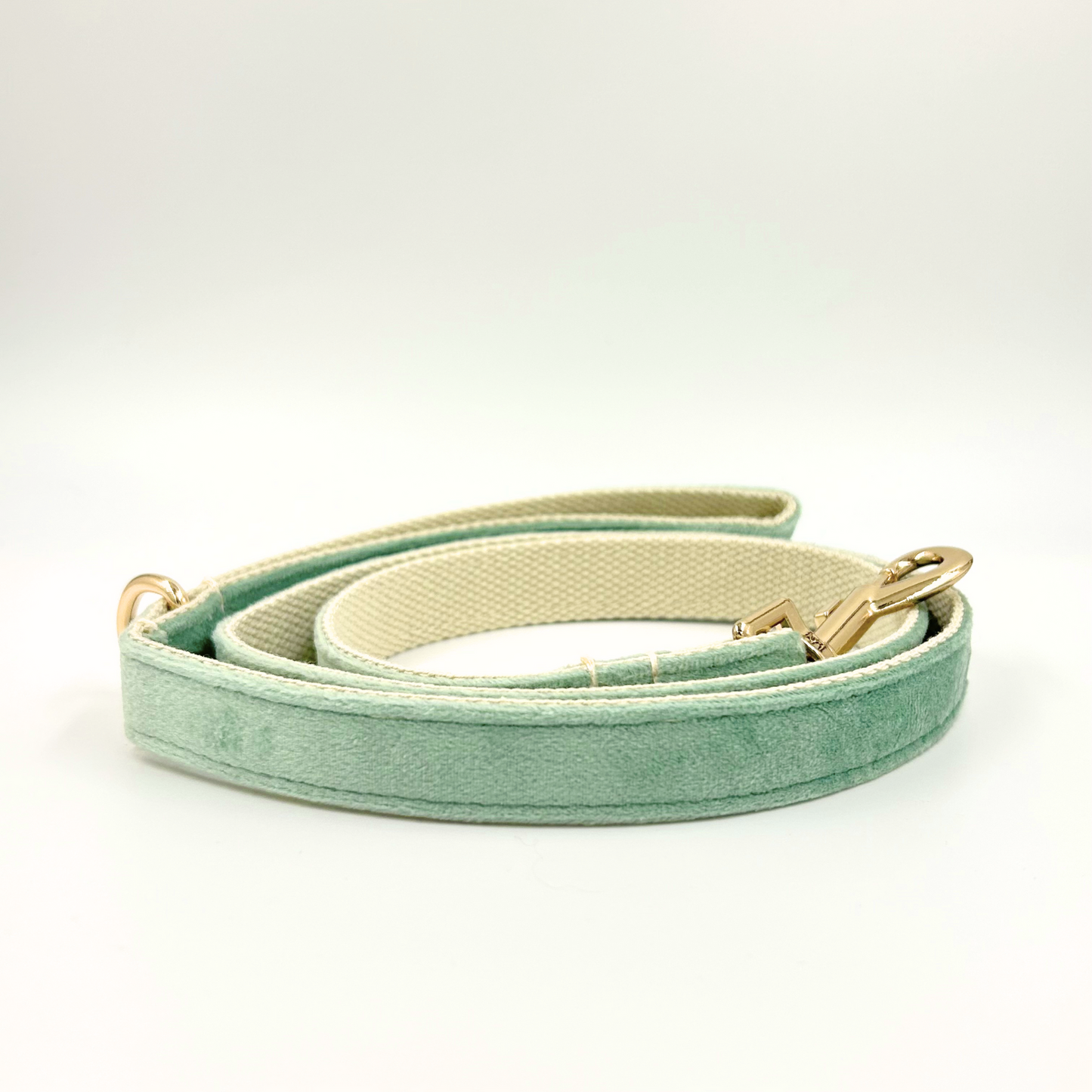 Sage green velvet lead - length 120cm