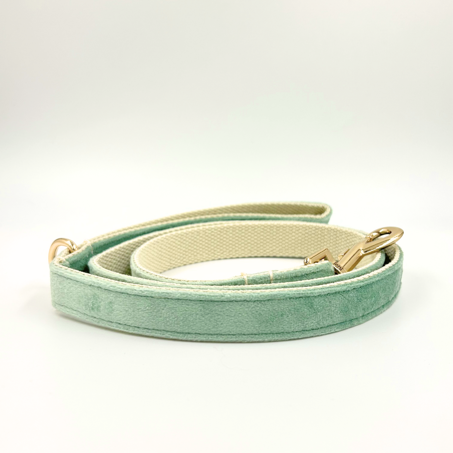 Sage green velvet lead - length 120cm