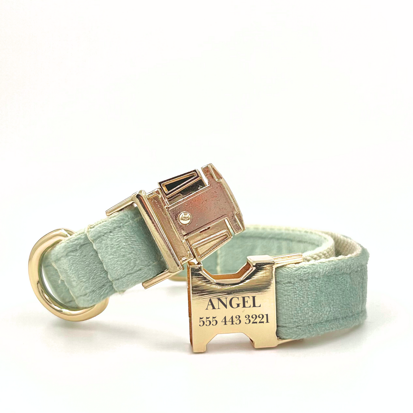 Dog Velvet Collar - Sage Green