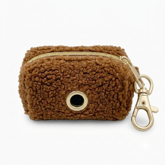 Khaki Brown Fluffy Poop Bag Holder | Customisable