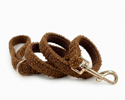 Khaki Brown Fluffy Dog Leash | Customisable
