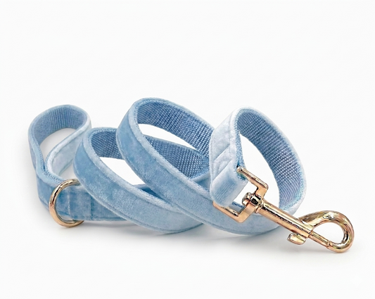 Light Blue Velvet Dog Leash | Customisable