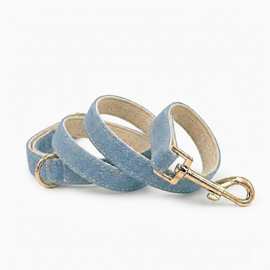 Light Blue Denim Dog Leash | Customisable